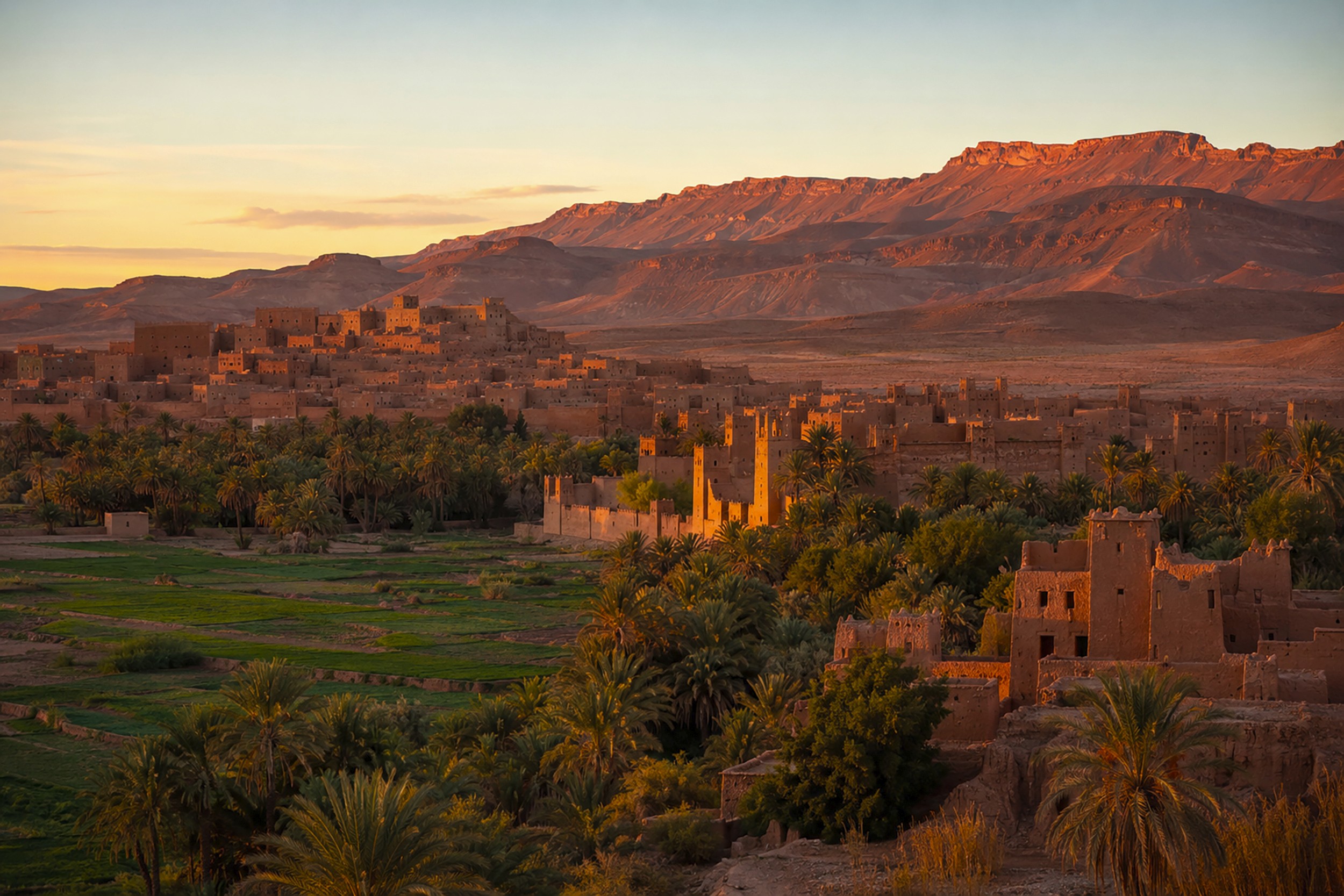 Paesaggio delle montagne e oasi del sud del Marocco
