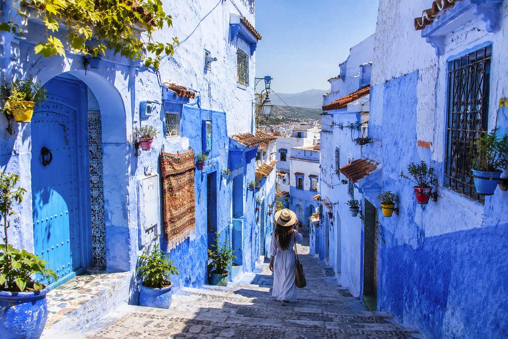 Strada blu nella medina di Chefchaouen