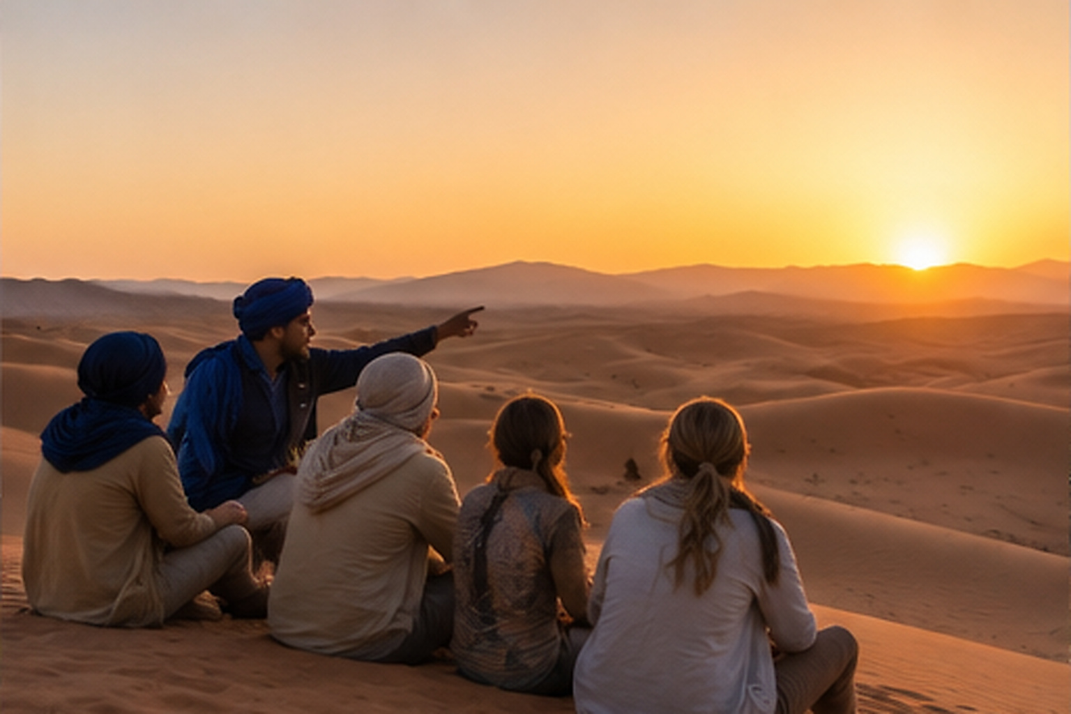 Guida locale accompagna un team nel deserto