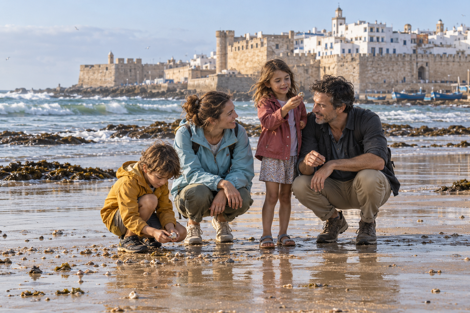Spiaggia e bastioni di Essaouira sull’Atlantico