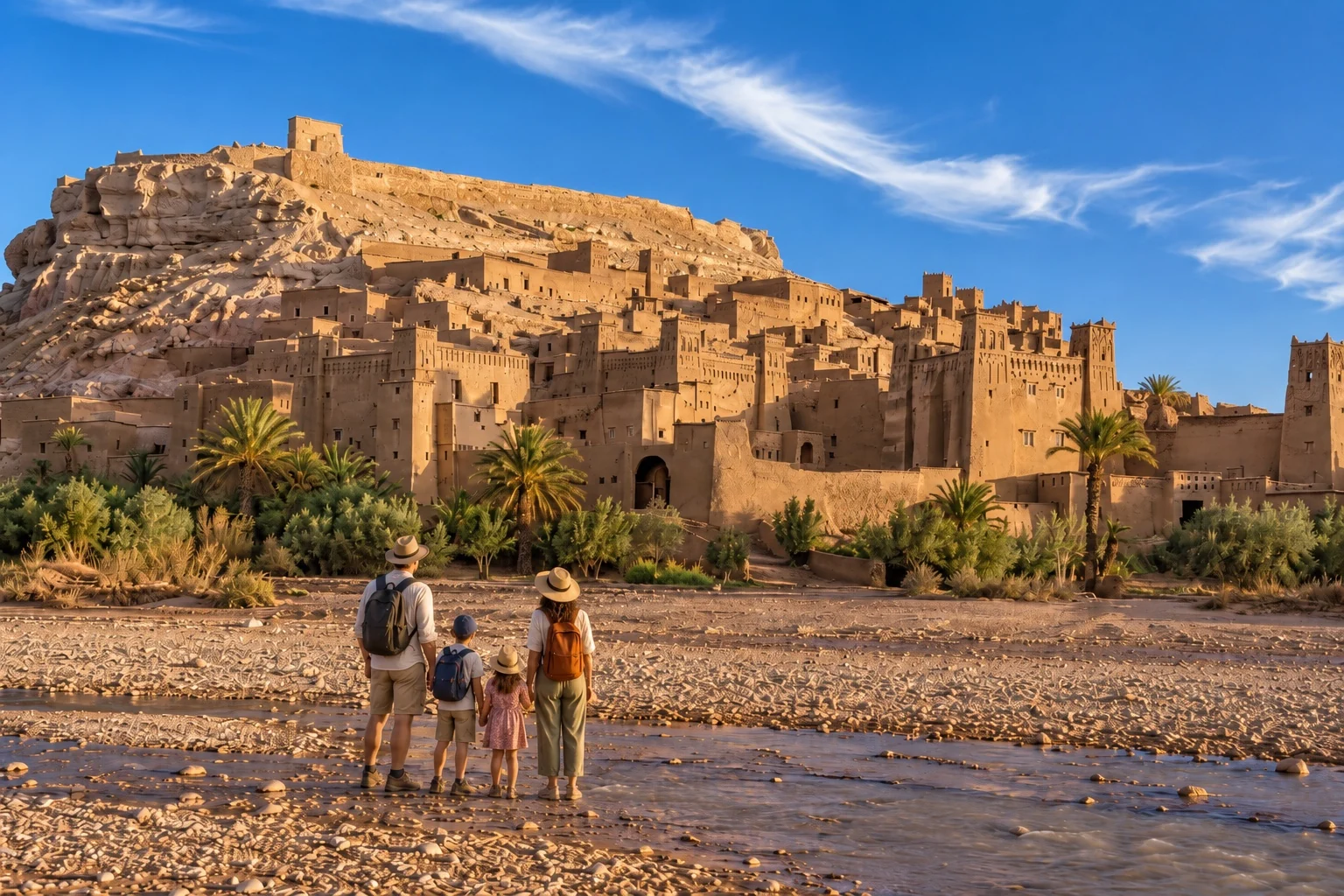 Famiglia davanti allo ksar di Aït Ben Haddou
